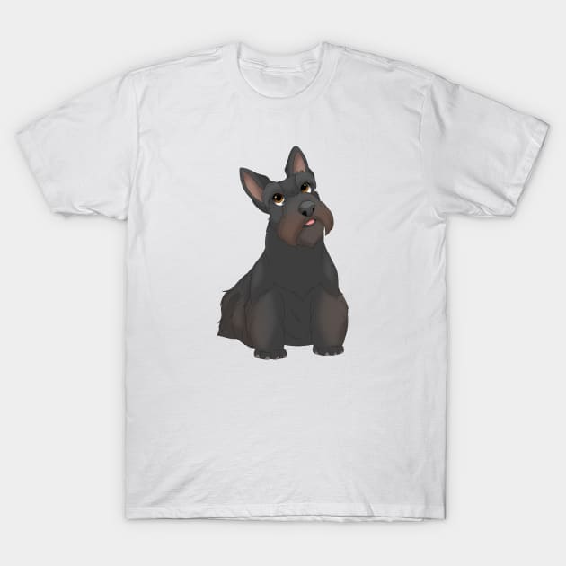 Black Scottish Terrier Dog T-Shirt by millersye